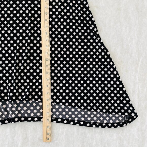 Chico's Womens Black Hi Low Hem Cold Shoulder Polka Dot Blouse Top Size 3 US XL - Picture 7 of 9